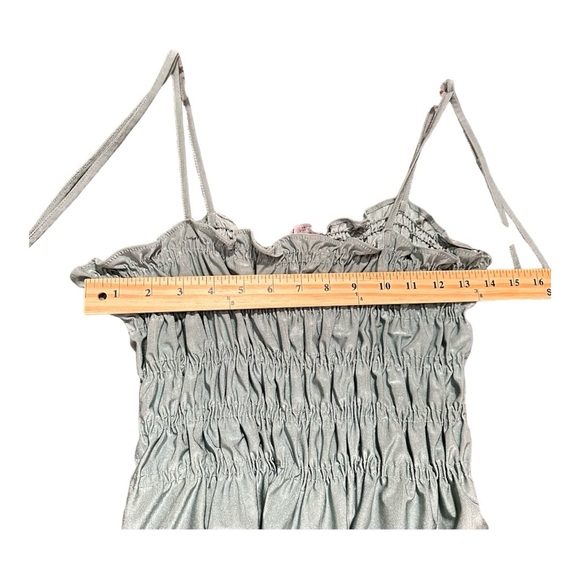 Zara Ruffle Tube Top Tank Sea Green Size L - Picture 4 of 9